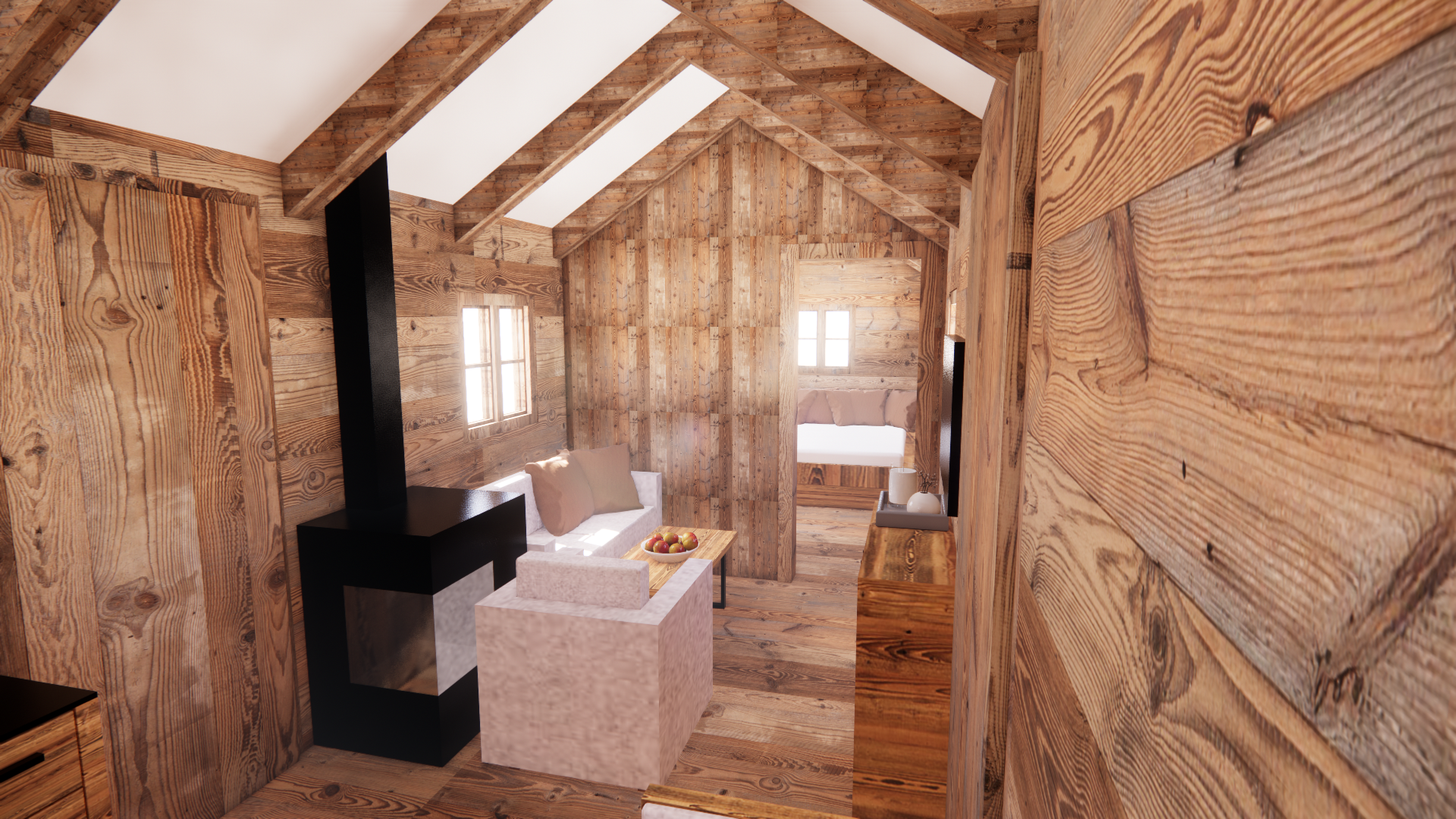 Wohnbereich mit Kamin